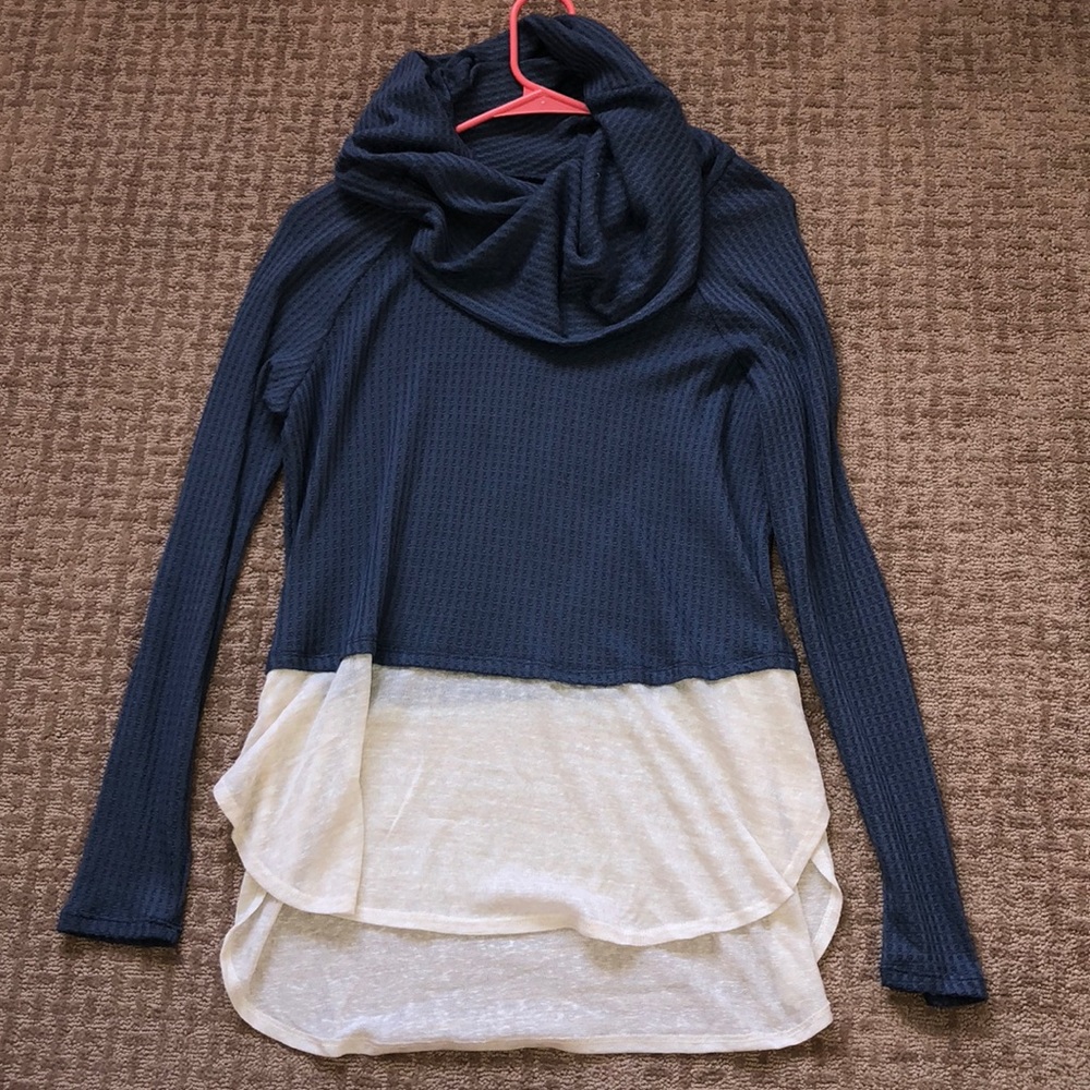 Dry Goods Blue Cowl-neck Sweater
